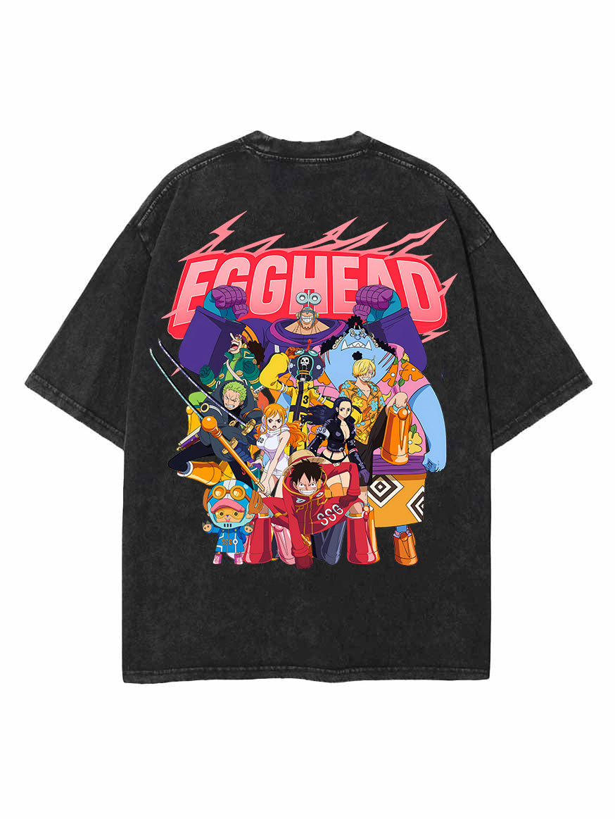 Vintage Oversize Cotton Blend Tee with Double-Sided Design
