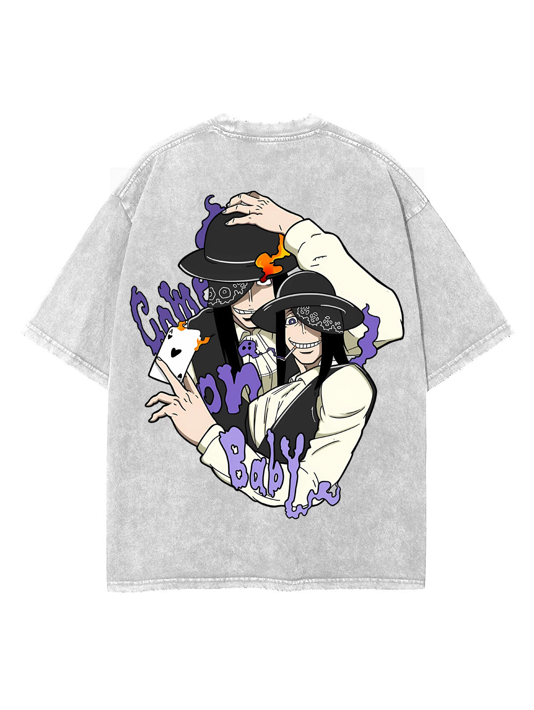 Vintage Oversize Tee with Dual-Sided Joker Design