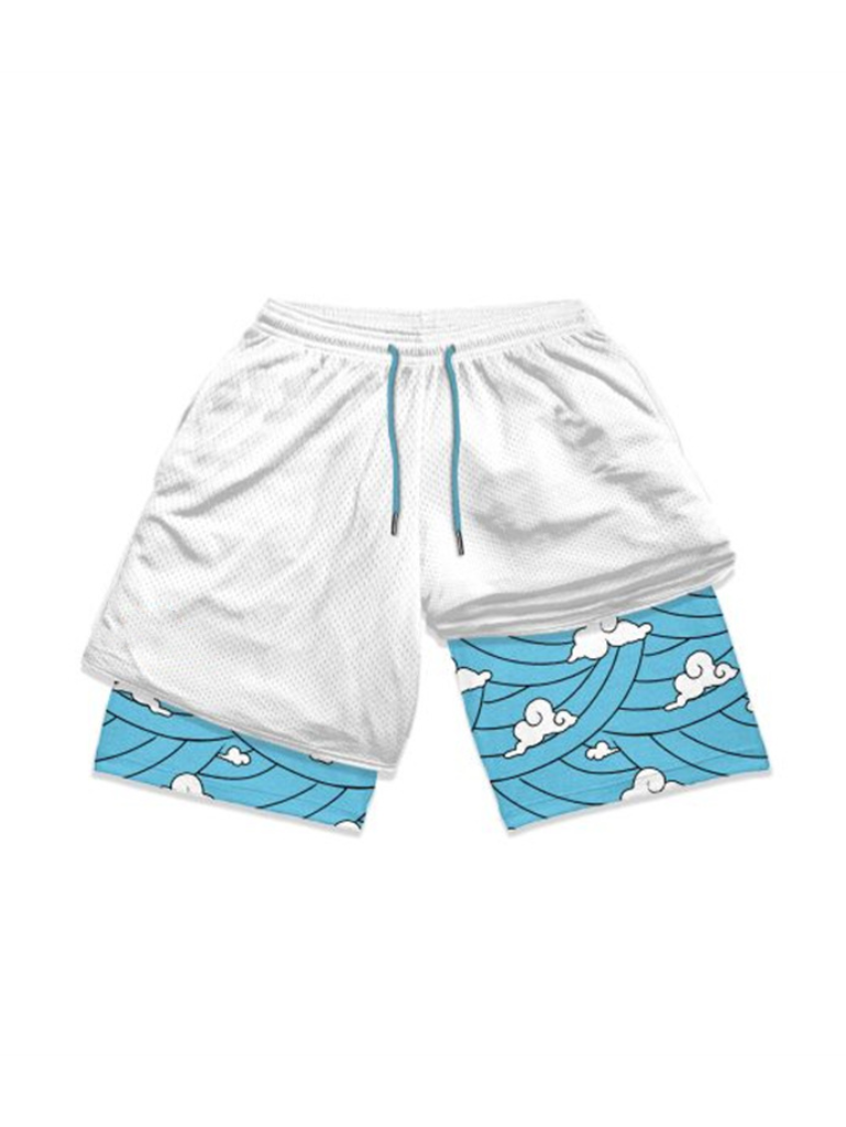 Performance Athletic Shorts with Hokuro Screen Print Detail