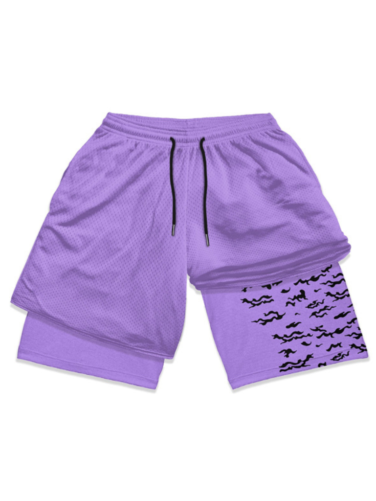 Performance Athletic Shorts with Hokuro Screen Print