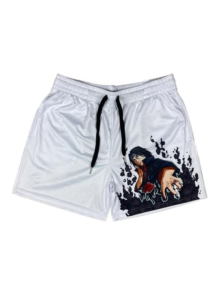 Mens Ninja Athletic Shorts in White/Red - Set of 2