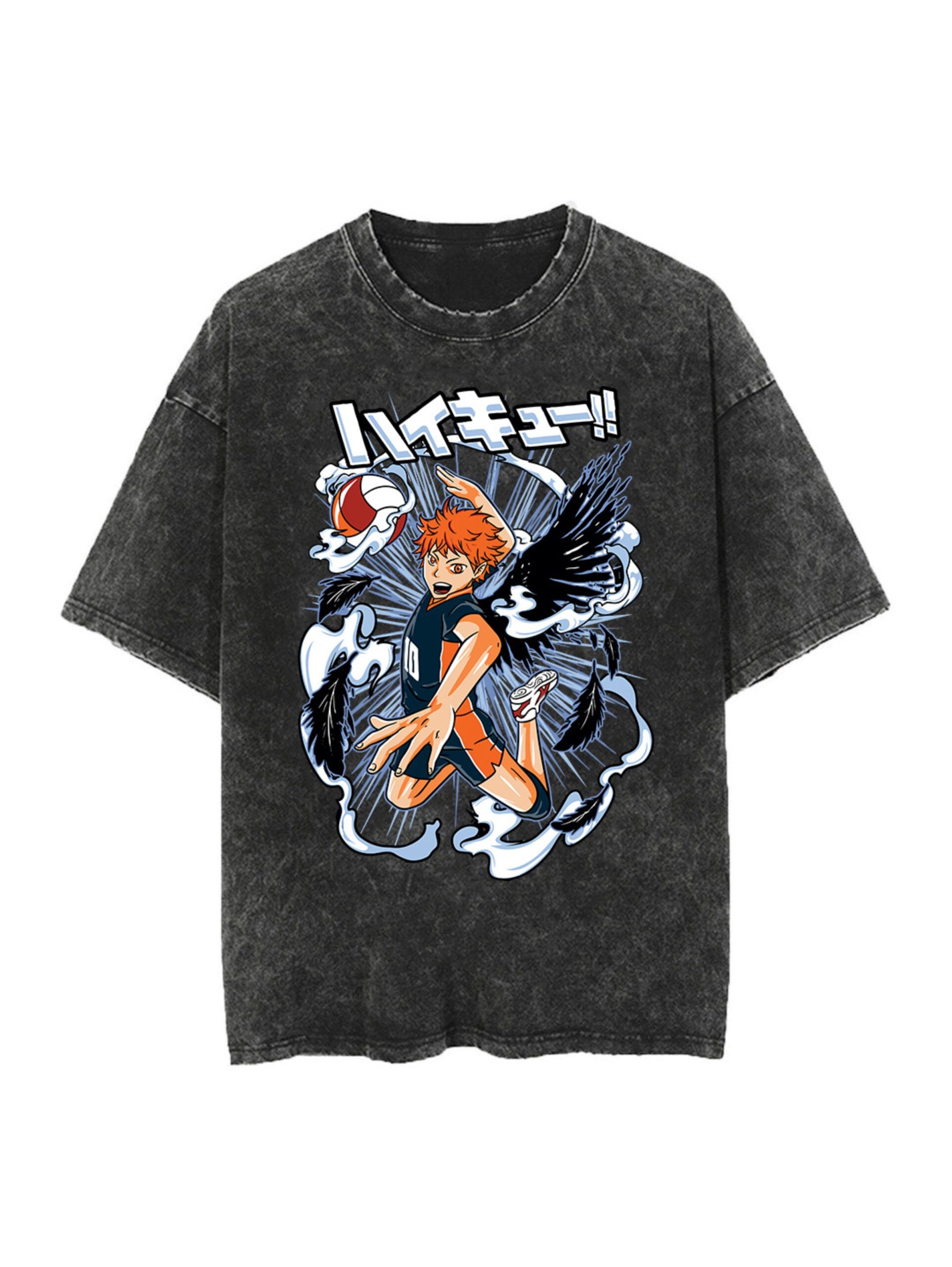 Vintage Oversize Tee with Hinata Character Print