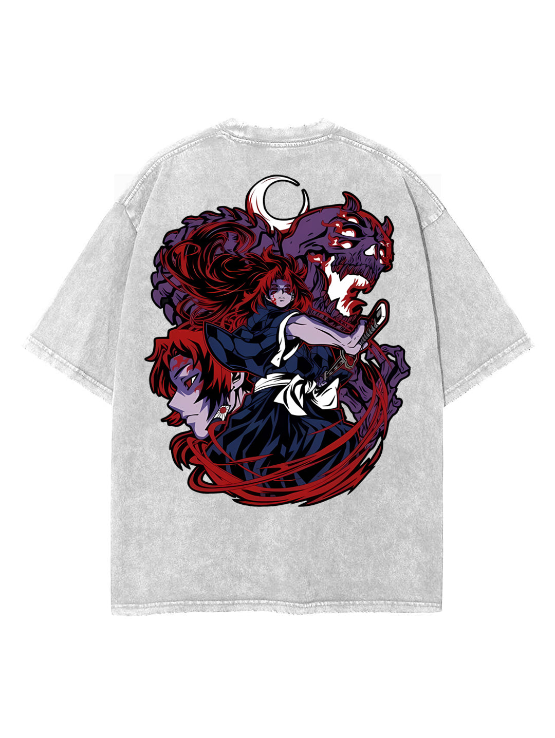 Vintage Oversize Tee 2-Sided Print in Kokushibo Style