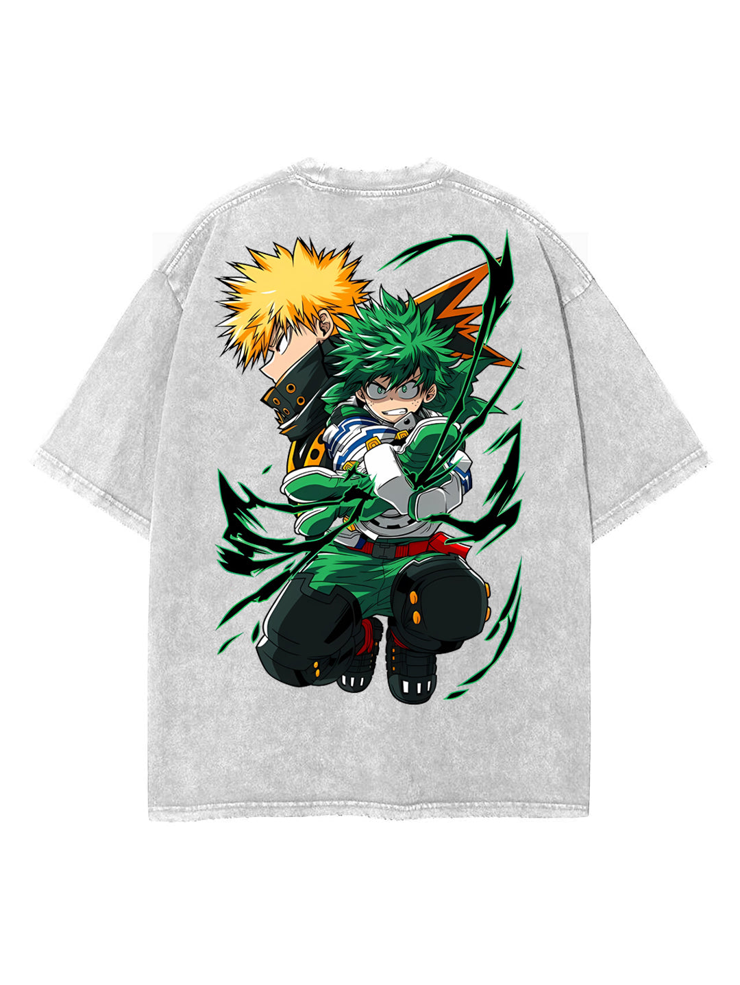 Vintage Oversize Tee with Bakugo and Deku Print