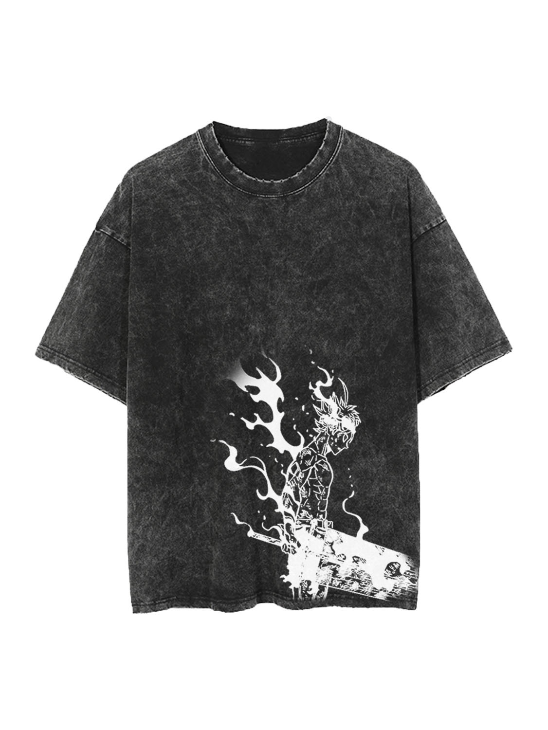 Vintage Oversize Tee in Black Clover Asta Design