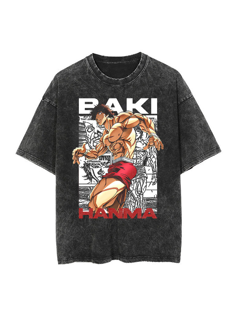 Vintage Panel Tee with Baki Hanma Design