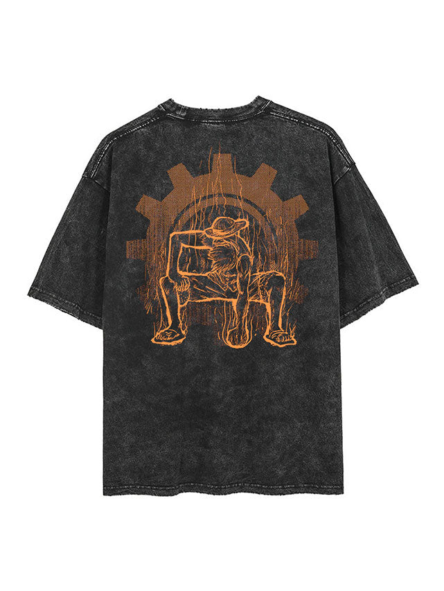Vintage Oversize Tee with Luffy Inspired Design