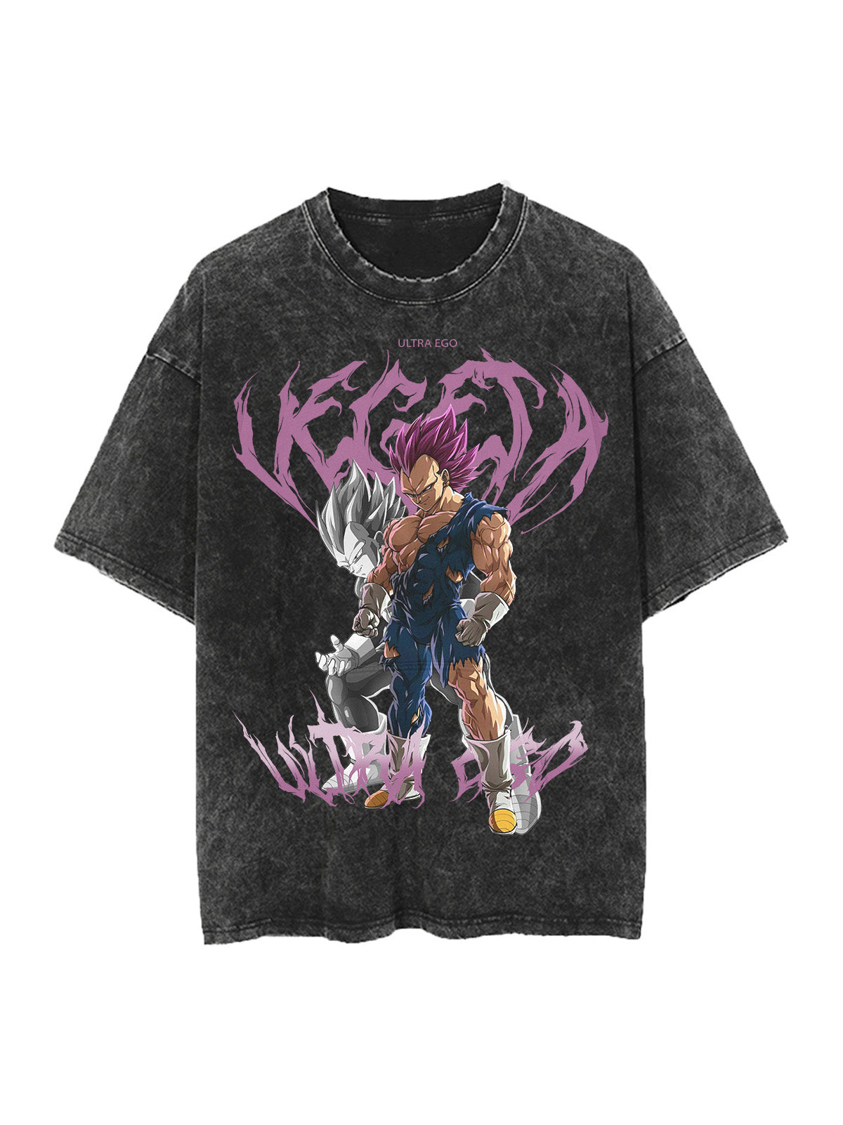 Vintage Oversize Tee Shirt for Men - Vegeta Ultra Ego Design