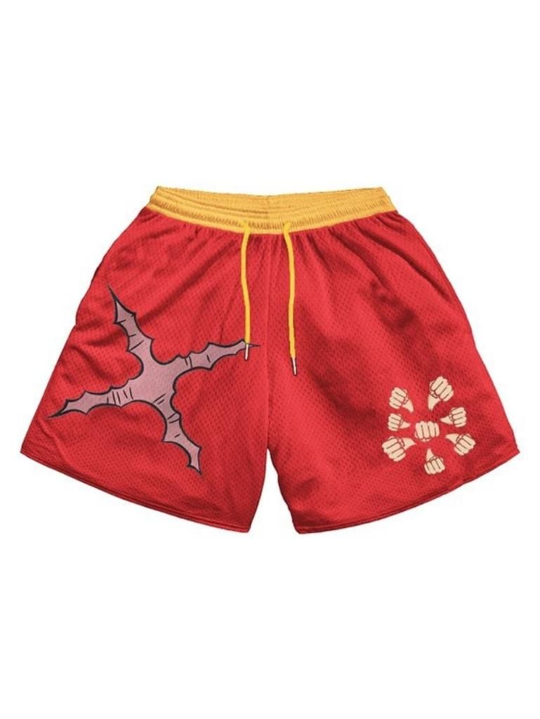 Mens Luffy Mesh Shorts - Comfortable Polyester Athletic Wear