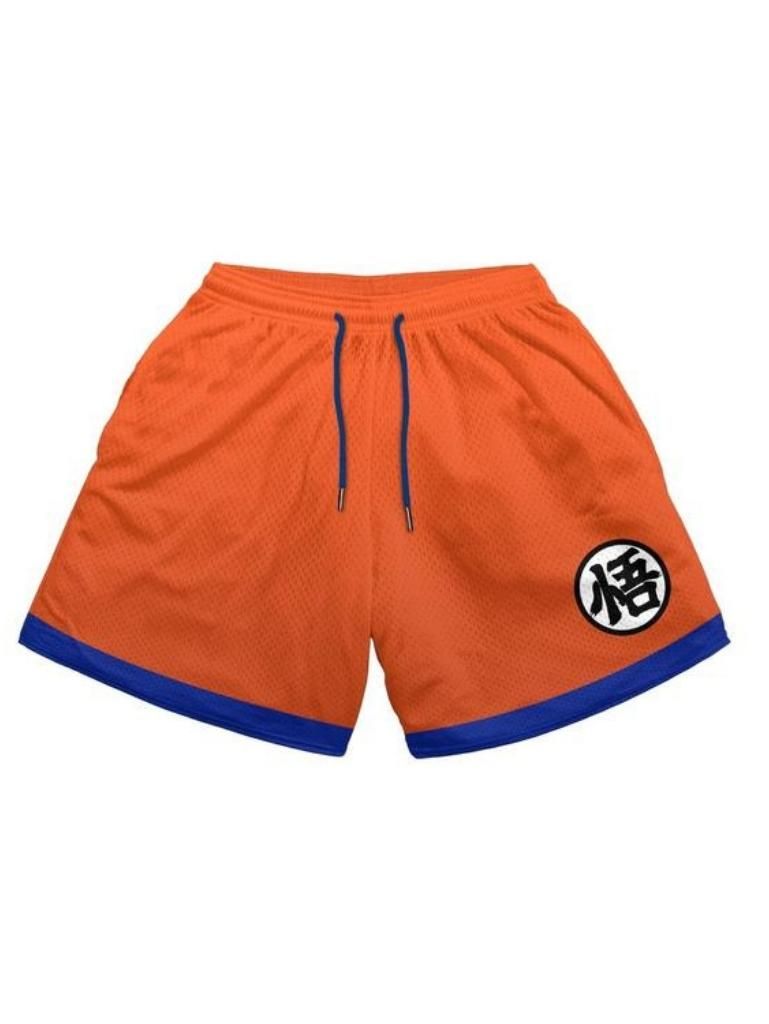 Dragon Ball Print Polyester Mesh Shorts