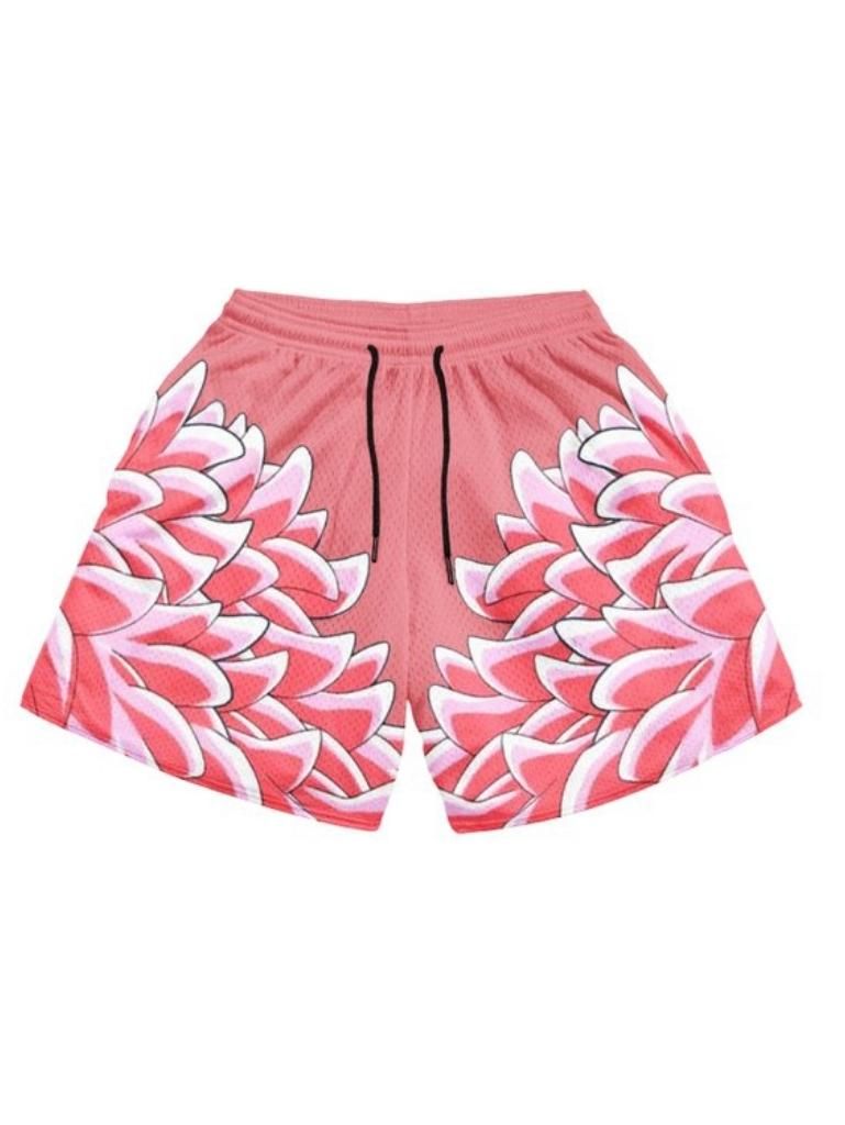 Mesh Shorts with Doflamingo Print, Polyester, Pocketed - XL