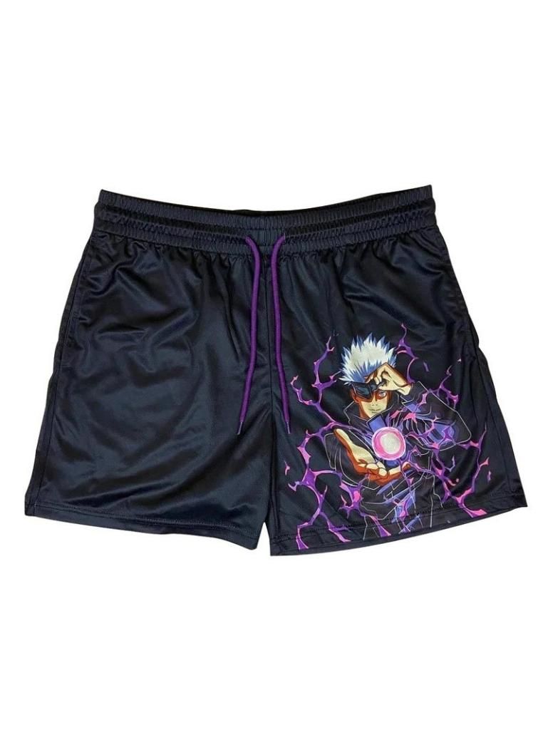 Womens Purple Hollow Mesh One Piece Shorts