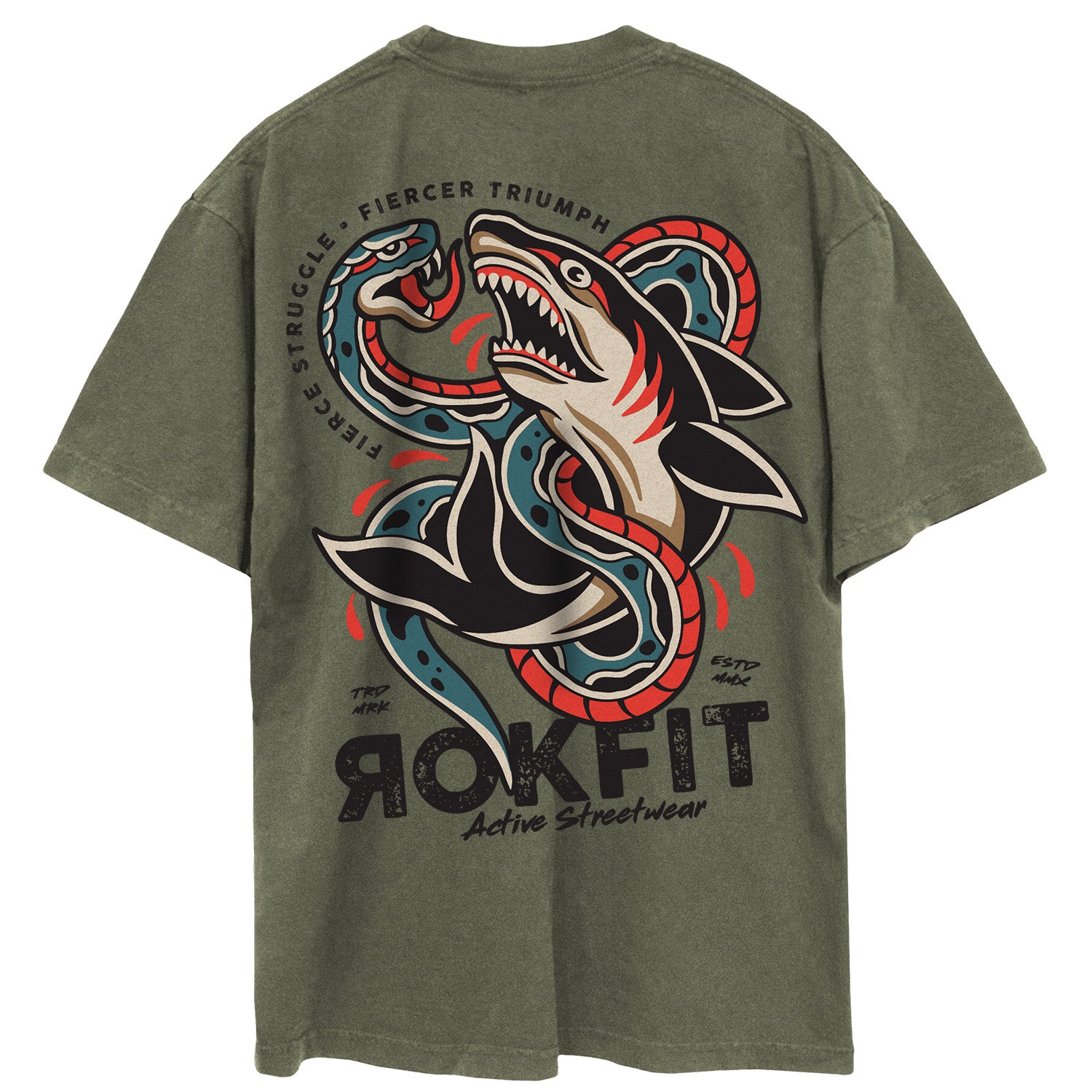 Army Green Oversized Street Tee, 100% USA Cotton