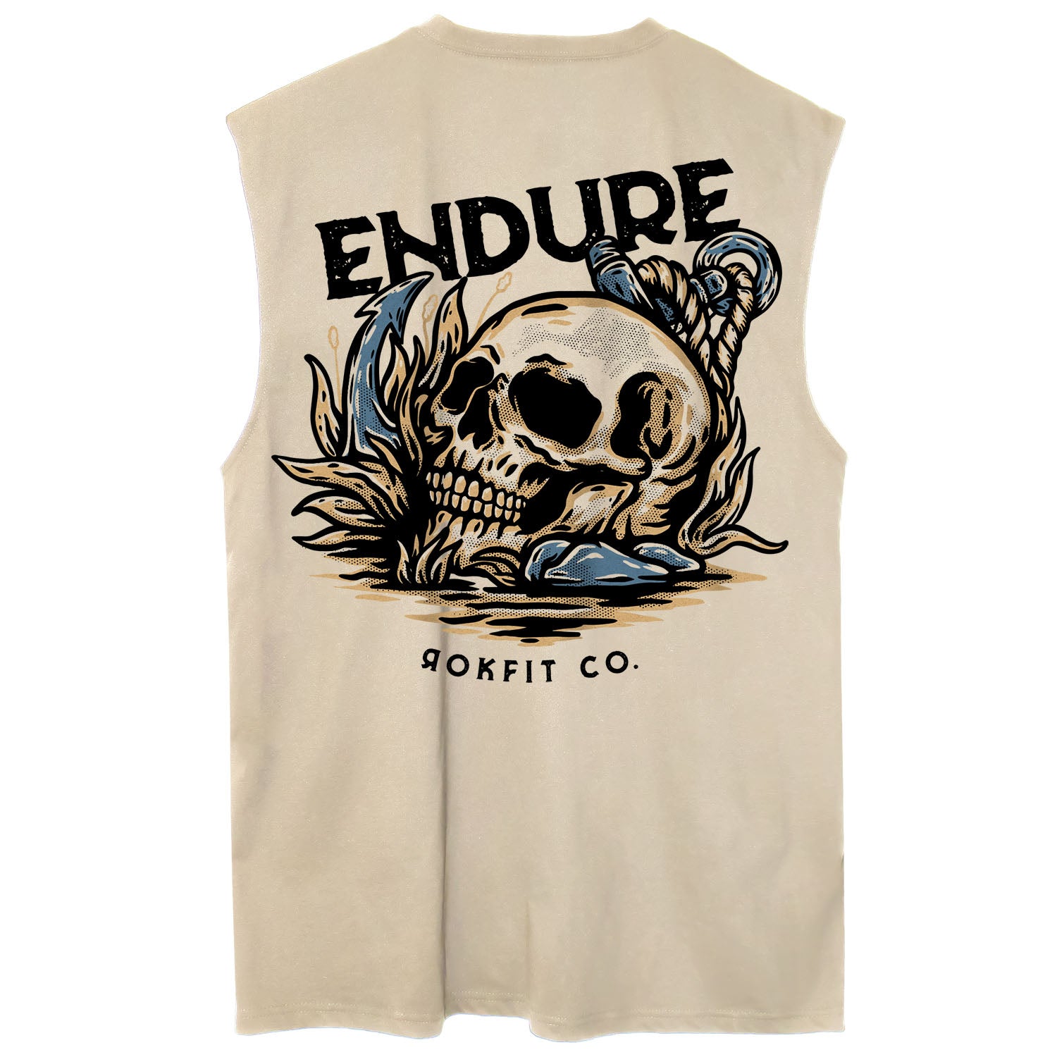 Mens Sleeveless Cream Active Tee