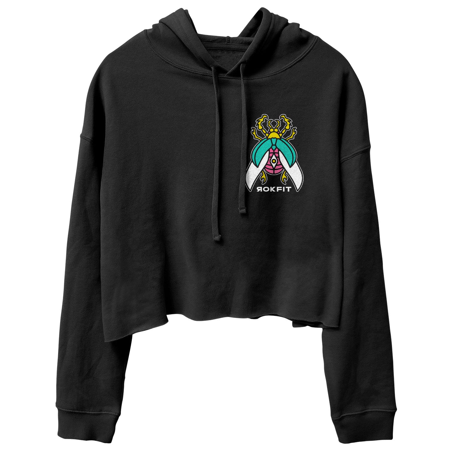 Black Cropped Hoody with Raw Edge Detail
