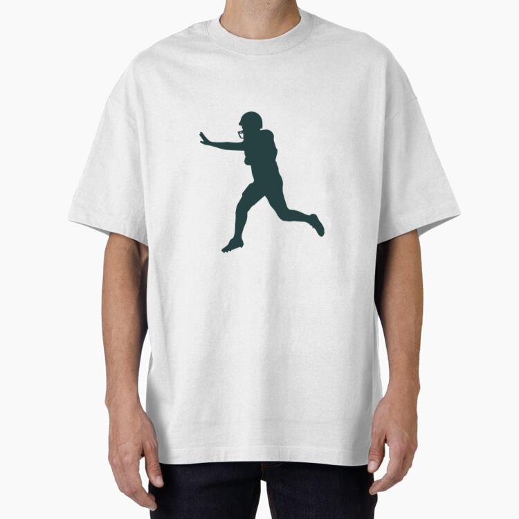 American Football Player Pushing Silhouette Cotton T-Shirt 