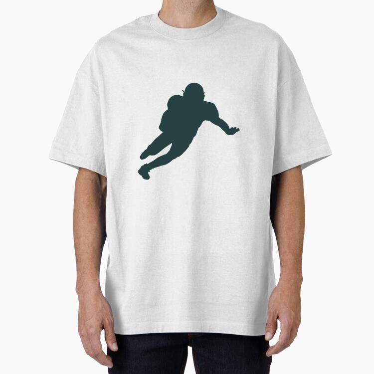 American Football Player Rushing Silhouette Cotton T-Shirt 